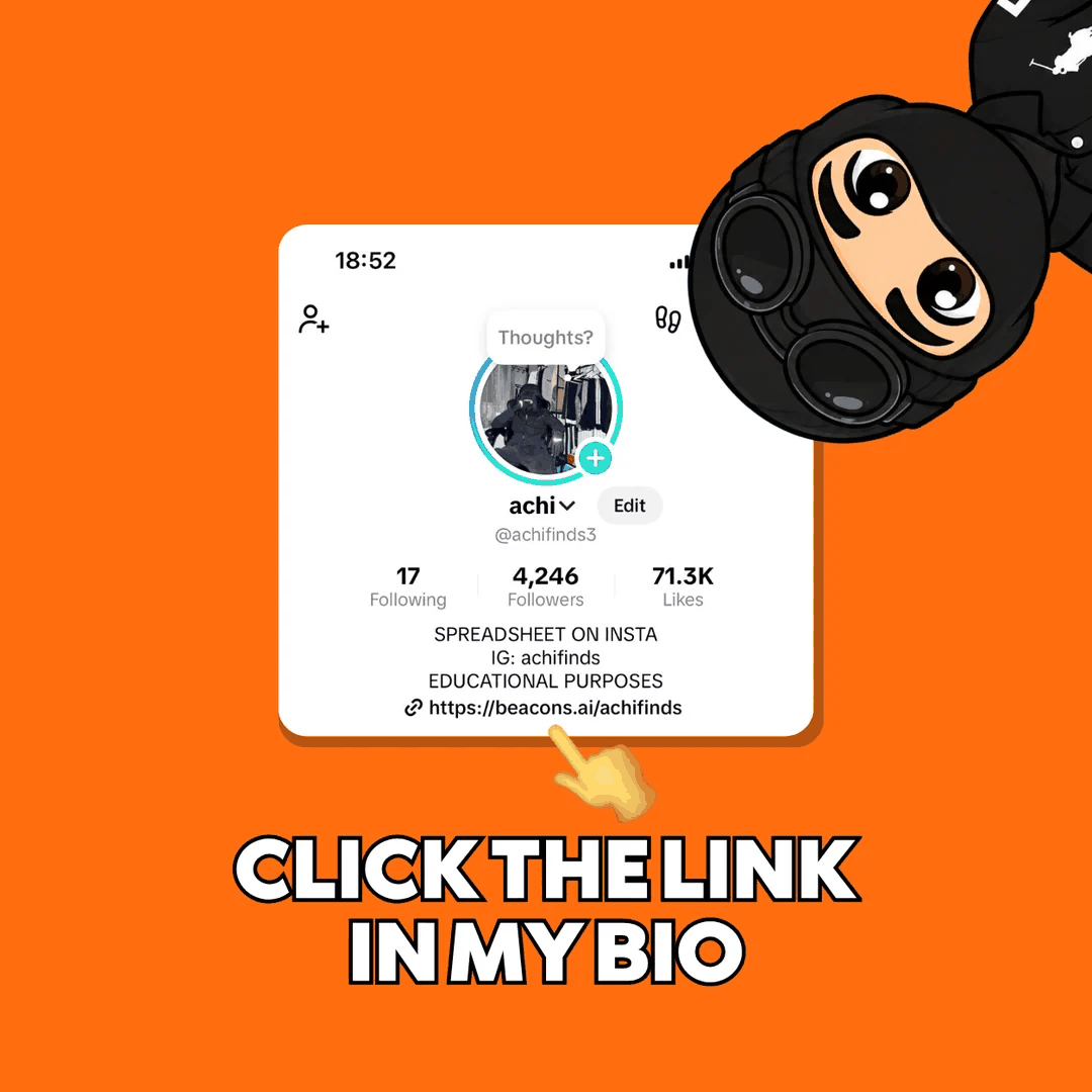 Phone showing a profile page, with a hand pointing at the link in the bio
